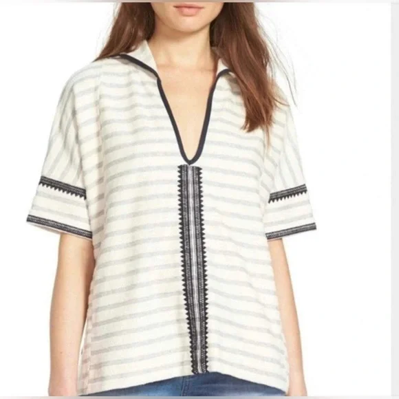 NWOT Madewell Women's Elise Embroidered Hooded Tunic Top Medium Large Pockets - Picture 2 of 15